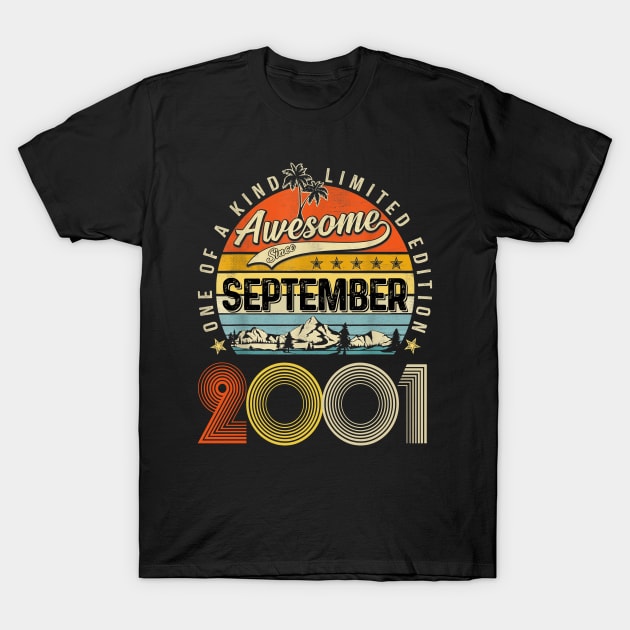 Awesome Since September 2001 Vintage 22nd Birthday T-Shirt by Mhoon 